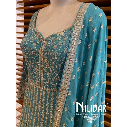 Rama Green Georgette Anarkali