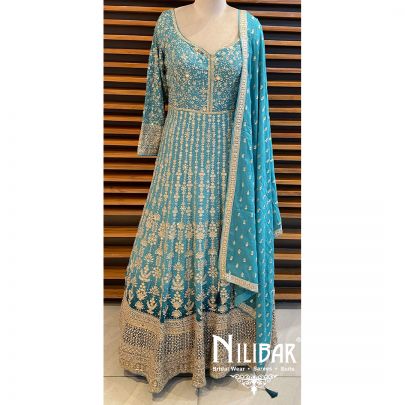 Rama Green Georgette Anarkali