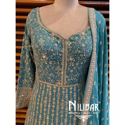 Rama Green Georgette Anarkali