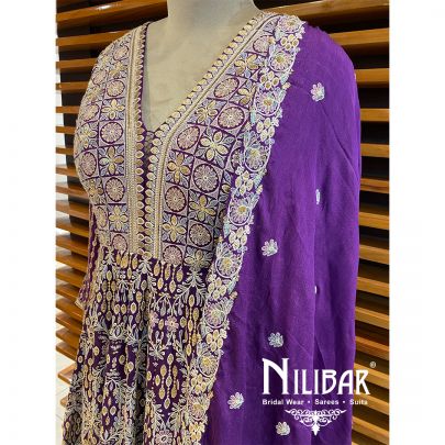 Purple Chinon Anarkali