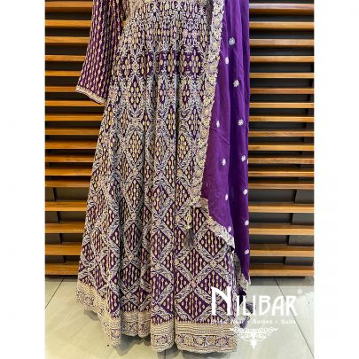 Purple Chinon Anarkali
