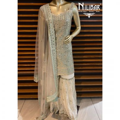 Tea Green And White Garara Suit