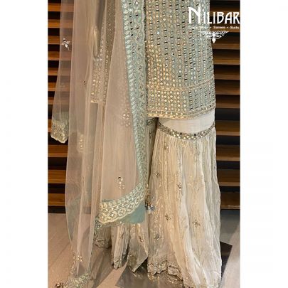 Tea Green And White Garara Suit