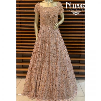 Dull Peach Net Gown
