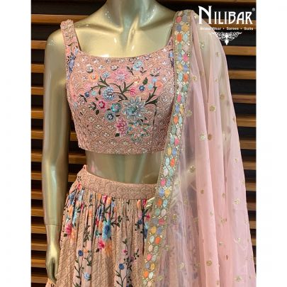 Soft Pink Georgette Lehenga
