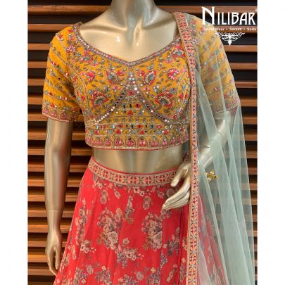 Yellow Rust Georgette Lehenga