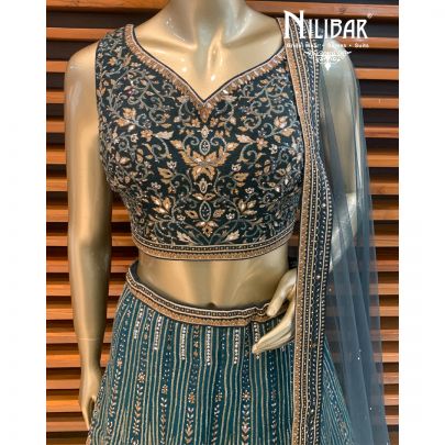 Basil Green Silk Lehenga