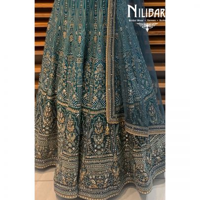 Basil Green Silk Lehenga