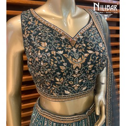 Basil Green Silk Lehenga