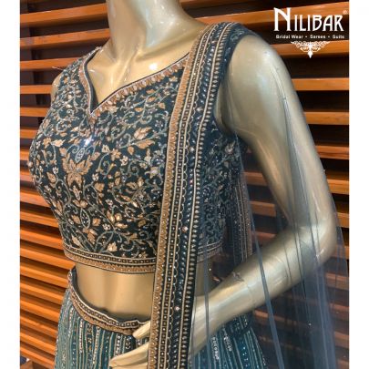 Basil Green Silk Lehenga