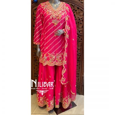 Pink Silk Palazzo Suit