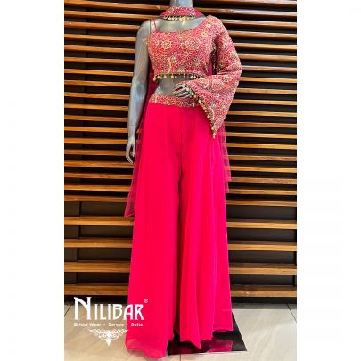 Hot Pink Georgette Inso-Western Set