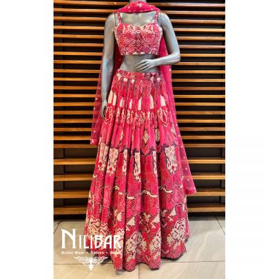 Hot Pink Georgette Lehenga
