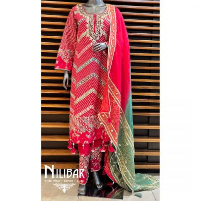 Bright Pink Silk Suit