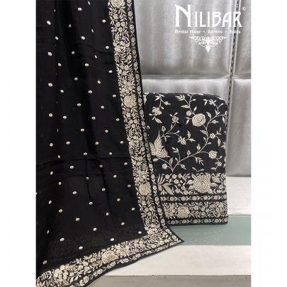 Black Georgette Unstitched Suit