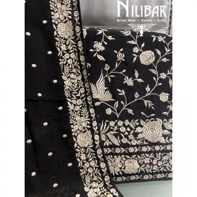 Black Georgette Unstitched Suit