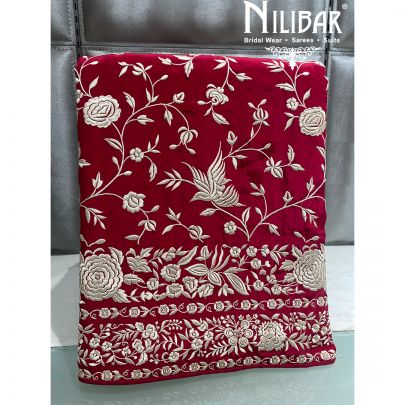 Mehroon Georgette Unstitched Suit
