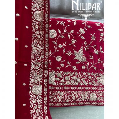 Mehroon Georgette Unstitched Suit