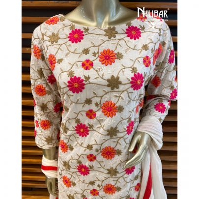 Off white Cotton Palazzo Suit