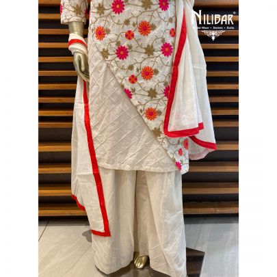 Off white Cotton Palazzo Suit