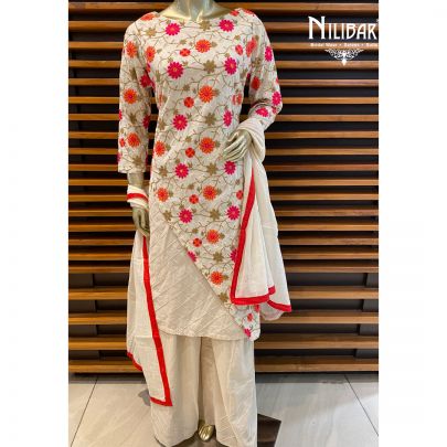 Off white Cotton Palazzo Suit