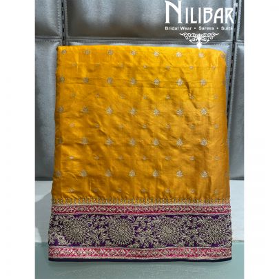 Yellow Silk Zari Unstitched Suit