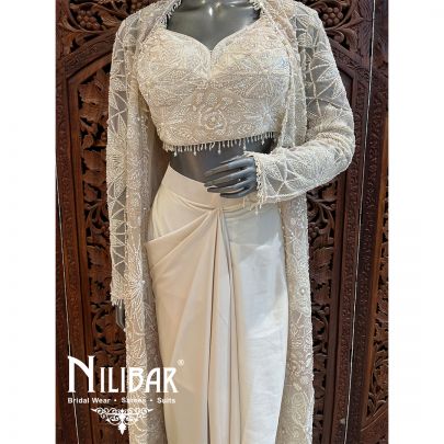 White Net Satin Indo Westen Co-ord Set