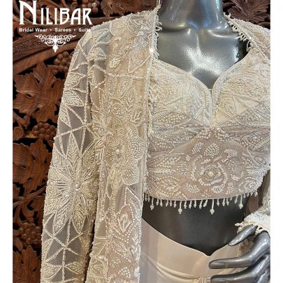 White Net Satin Indo Westen Co-ord Set