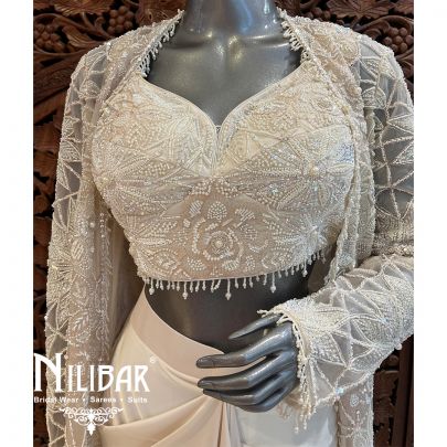 White Net Satin Indo Westen Co-ord Set