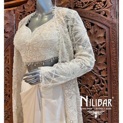 White Net Satin Indo Westen Co-ord Set