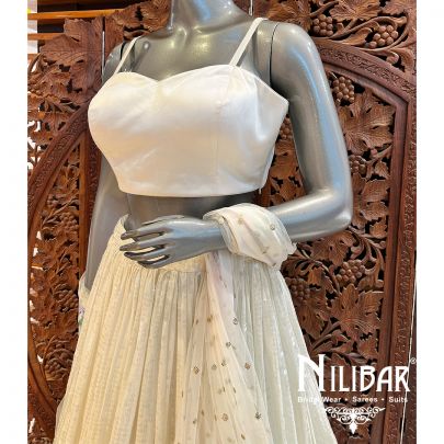 White Sequins Net Satin Lehenga
