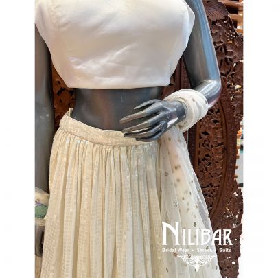 White Sequins Net Satin Lehenga