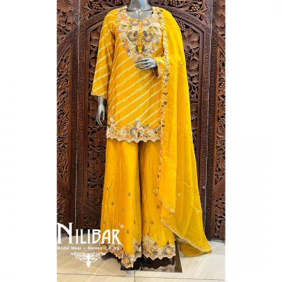 Yellow Silk Palazzo Suit