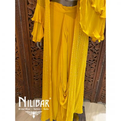 Honey Yellow Georgette Dhoti Set