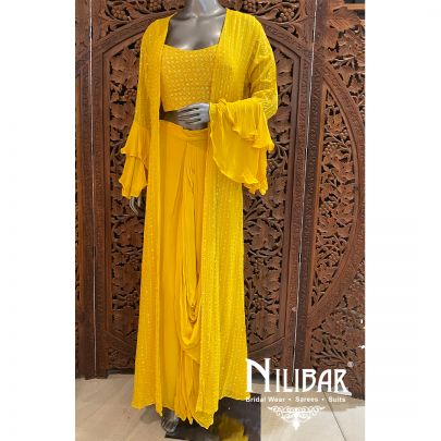Honey Yellow Georgette Dhoti Set
