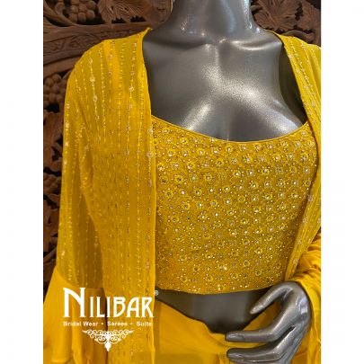 Honey Yellow Georgette Dhoti Set