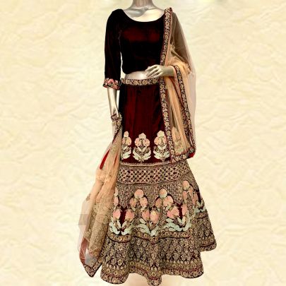 Burgundy Fawn Bridal Lehenga