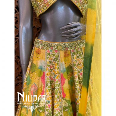 Multicolor Silk Net Lehenga