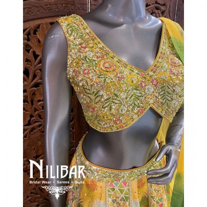Multicolor Silk Net Lehenga