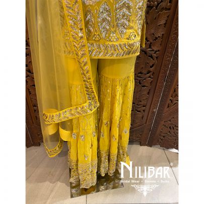 Bright Yellow Georgette Net Suit