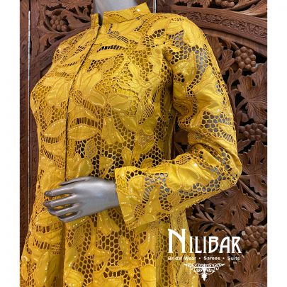 Mustard Yellow Silk Net Lehenga