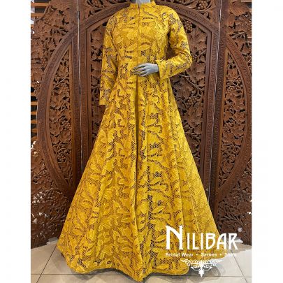 Mustard Yellow Silk Net Lehenga