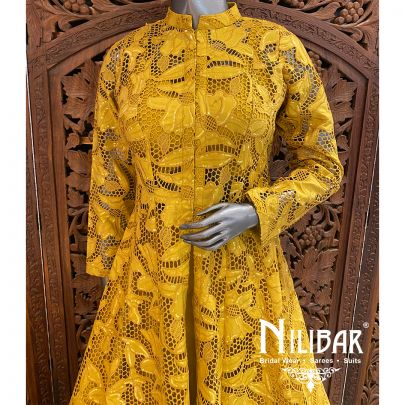 Mustard Yellow Silk Net Lehenga