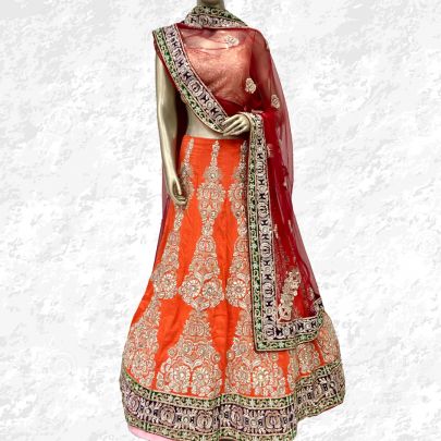 Orange Maroon Bridal Lehenga
