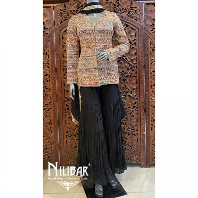 Black Chinon Sharara Suit