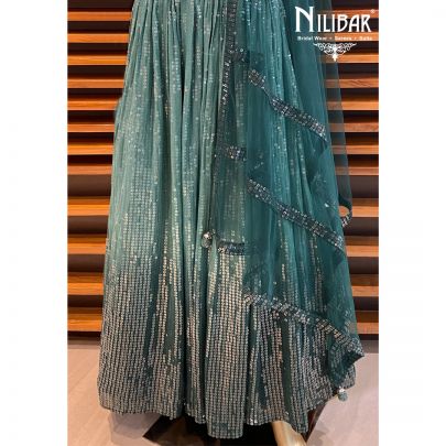 Green Georgette Lehenga