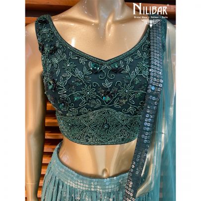 Green Georgette Lehenga