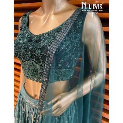 Green Georgette Lehenga