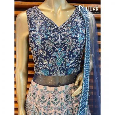 Navy Blue Silk Gown