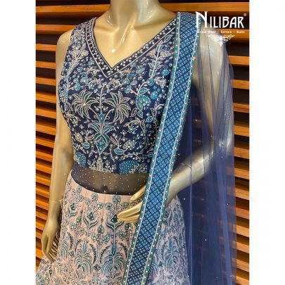 Navy Blue Silk Gown